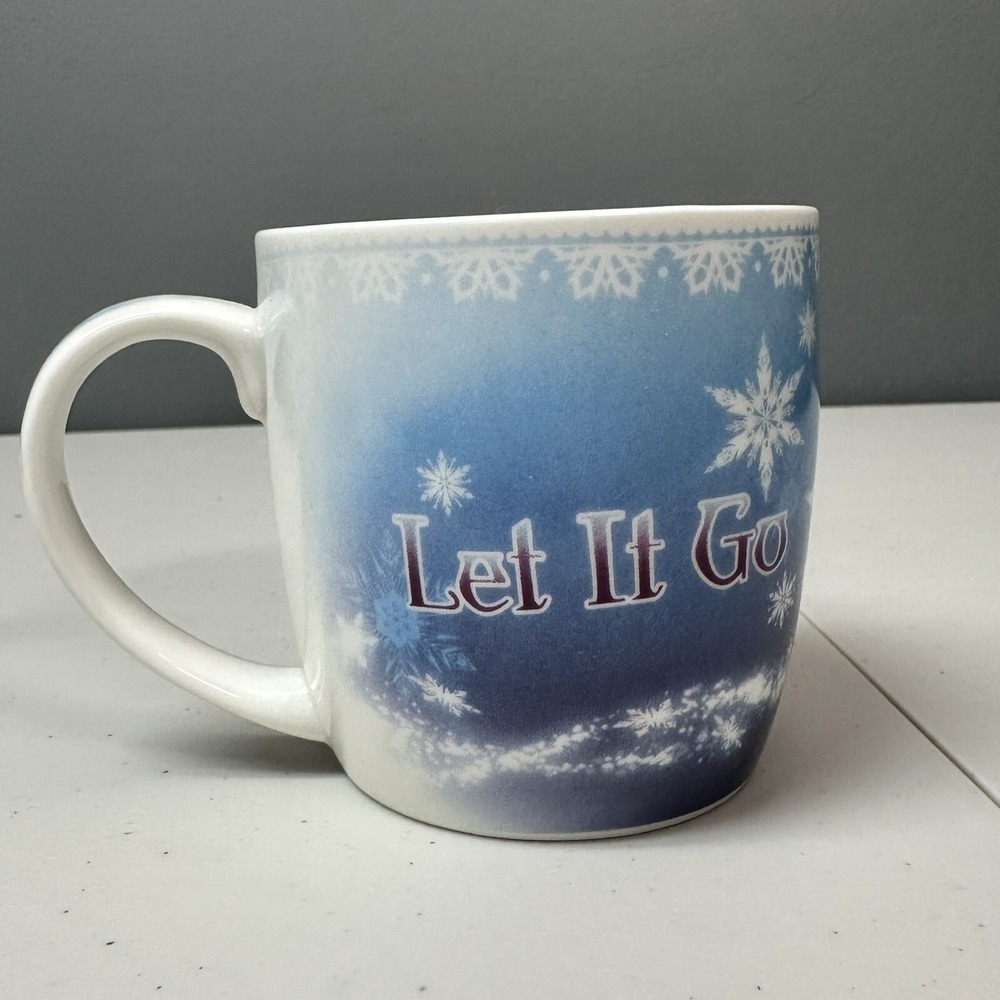 Disney Frozen Elsa and Anna "Let is Snow" 12 Ounce Porcelain Zaki Mug Gift - Picture 3 of 6
